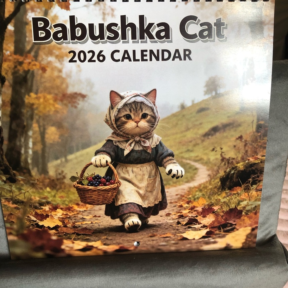 Babushka Cat 2026 Calendar - Charming Brown and Cream Design